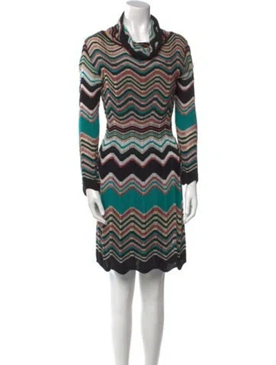 Pre-owned Missoni Merino Wool Mini Dress In Blue