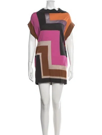 Pre-owned Missoni Merino Wool Mini Dress In Brown