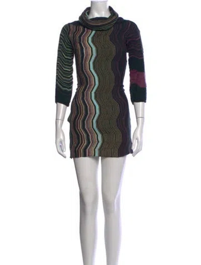 Pre-owned Missoni Merino Wool Mini Dress In Neutrals