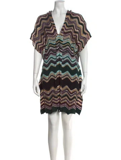 Pre-owned Missoni Merino Wool Mini Dress In Purple