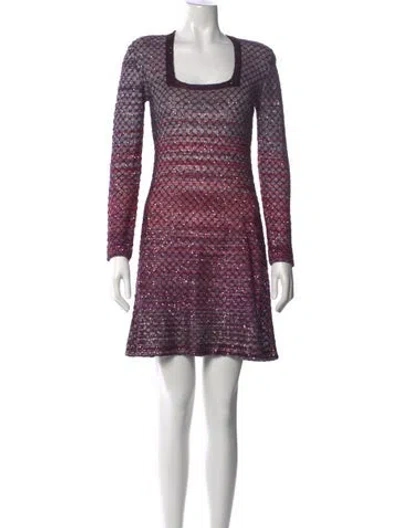 Pre-owned Missoni Merino Wool Mini Dress In Purple