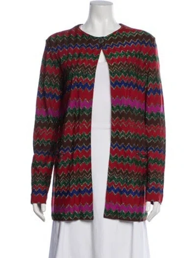 Pre-owned Missoni Merino Wool Patterned Coat In Red