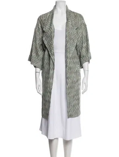 Pre-owned Missoni Merino Wool Patterned Jacket In Green