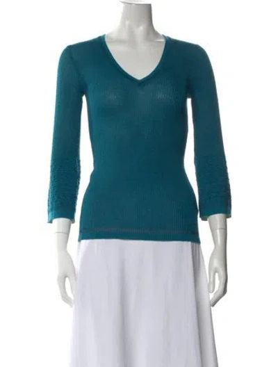 Pre-owned Missoni Merino Wool Patterned Top In Blue
