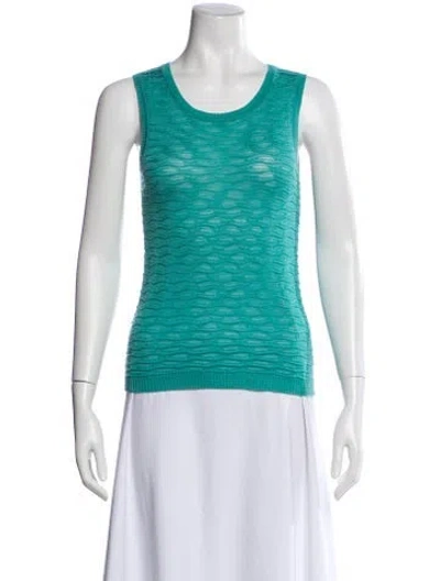 Pre-owned Missoni Merino Wool Patterned Top In Green