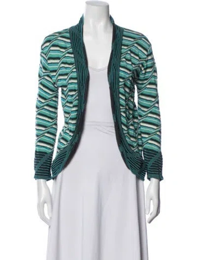 Pre-owned Missoni Merino Wool Striped Jacket In Green