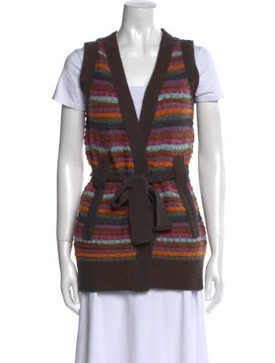 Pre-owned Missoni Merino Wool Striped Sweater In Purple