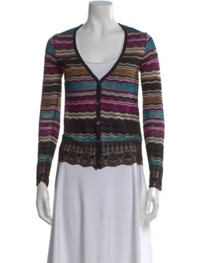 Pre-owned Missoni Merino Wool Striped Sweater In Purple