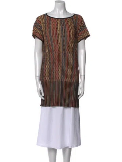 Pre-owned Missoni Merino Wool Striped Tunic In Brown