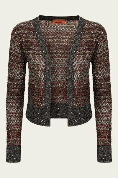 Missoni Mesh Knit Sequin Short Cardigan In Multi