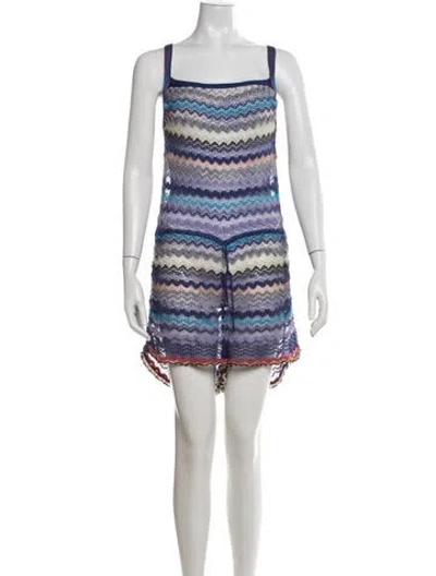 Pre-owned Missoni Mesh Patterned Romper In Blue