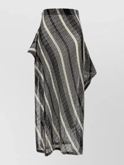 Missoni Mesh Skirt Asymmetric Draped Midi Striped In Black