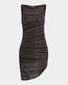 Missoni Metallic Asymmetric Sleeveless Mini Dress In Brown