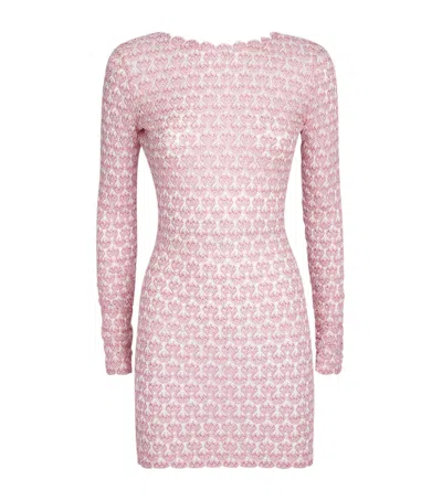 Missoni Metallic Backless Mini Dress In Pink