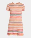 Missoni Metallic Chevron Short-sleeve Mini Dress In S416c-multicolor Red