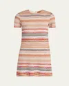 Missoni Metallic Chevron Short-sleeve Mini Dress In S416c-multicolor Red