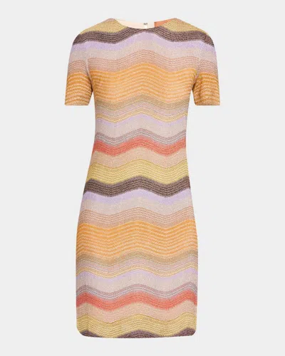 Missoni Metallic Chevron Short-sleeve Mini Dress In Multi