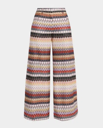Missoni Metallic Chevron Wide-leg Trousers In Neutral