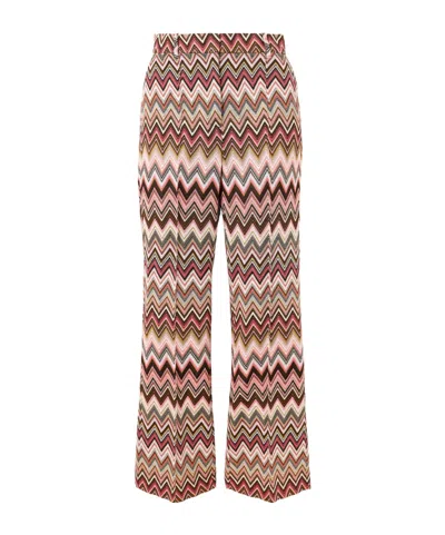 Missoni Metallic Cotton-blend Crochet-knit Flared Pants In Multi