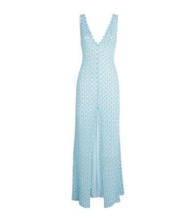 Missoni Metallic-crochet Maxi Dress In Blue