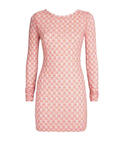 Missoni Metallic-crochet Mini Dress In Pink