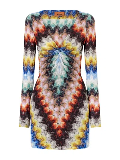Missoni Metallic Crochet-knit Mini Dress In Multi