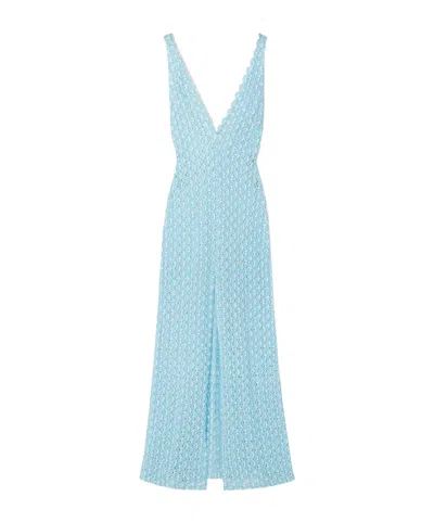 Missoni Metallic Crochet-knit Coverup In Blue