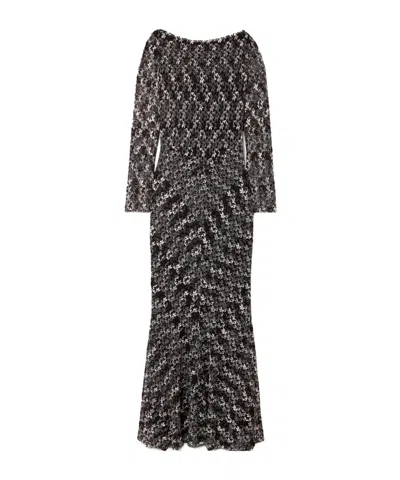 Missoni Metallic Crochet-knit Maxi Dress In Black