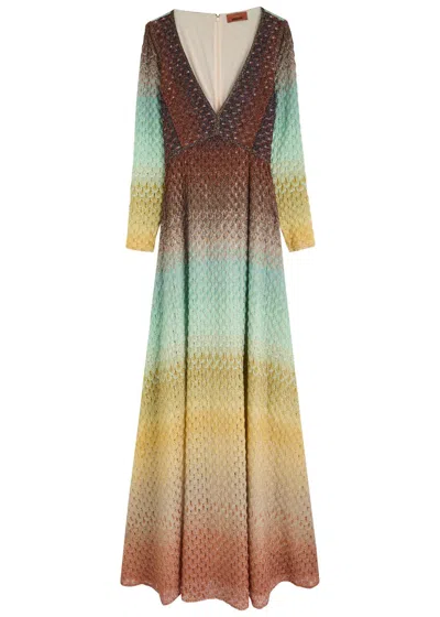 MISSONI MISSONI METALLIC DÉGRADÉ KNITTED MAXI DRESS