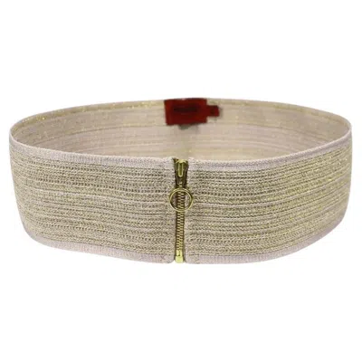 Pre-owned Missoni Metallic Gold Crochet Patterned Wide Waist Belt - It 46 In Brown