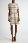 Missoni Metallic Greek Zigzag Stripe Knit Dress In Multi