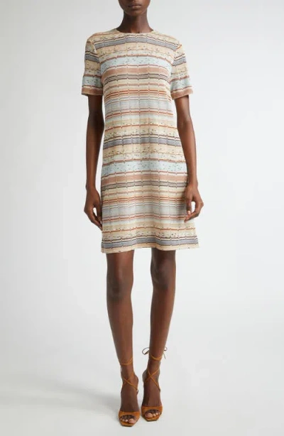 Missoni Metallic Greek Zigzag Stripe Knit Dress In Multi