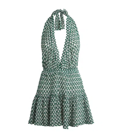 Missoni Metallic Halterneck Mini Dress In Green