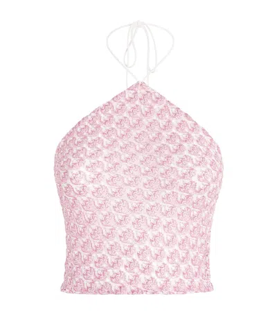 Missoni Metallic Halterneck Top In Pink
