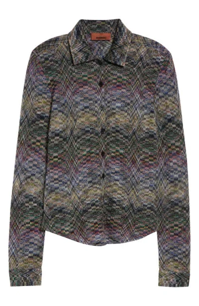 Missoni Metallic Jacquard Knit Button-up Shirt In Multi