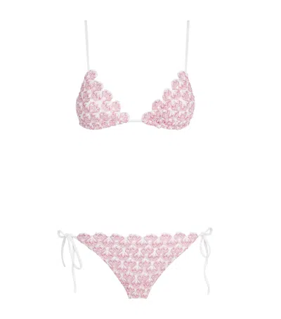 Missoni Metallic Jacquard Triangle Bikini In Blue