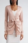 Missoni Metallic Knit Belted Cardigan In Pink