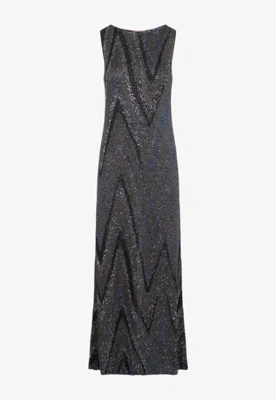 Missoni Metallic Knit Maxi Dress In Multi