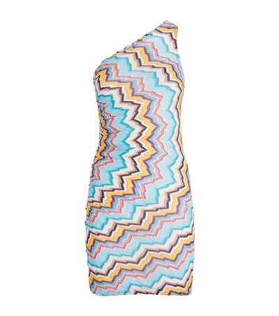 Missoni Metallic-knit Mini Dress In Blue