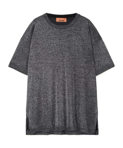 Missoni Metallic Knit T-shirt In Black