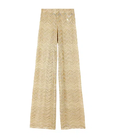 Missoni Metallic Knit Wide-leg Trousers In Gold