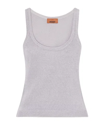Missoni Metallic Knitted Tank In Purple