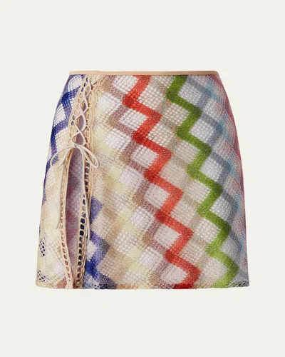 Missoni Metallic Mesh Lace-up Mini Skirt