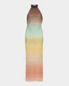 Missoni Multicolor Sleeveless Dress With Halterneck And Faded Effect In Viscose Blend Woman In S6154-multi Brown G