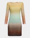 Missoni Metallic Ombre Knit Mini Dress In S6154-multi Brown G
