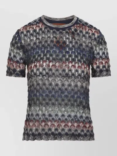 Missoni Metallic Open-knit Geometric-pattern Short-sleeve T-shirt In Multi