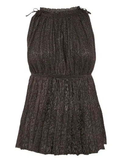 Pre-owned Missoni Metallic Pleated Knit Top In Silver