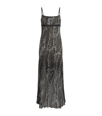 Missoni Metallic Ribbed Maxi Dress In Black