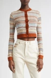 Missoni Short Striped Knit Cardigan In Multi