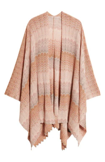 Missoni Metallic Stripe Knit Ruana In Peach Multi Var 0002